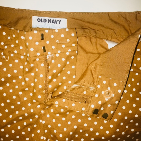 Old Navy Women’s Pixie Skinny Ankle Cropped Copper Brown White Polka Dot Pants 0 - Picture 5 of 13